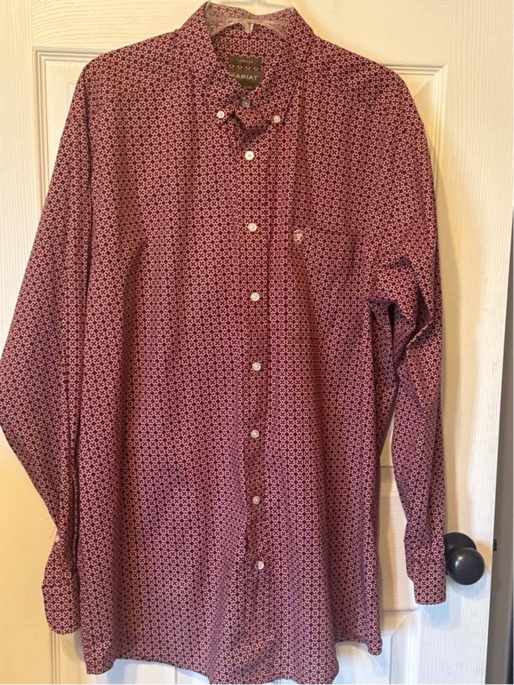 Ariat Men's Burgundy Micro-Pattern Button-Down Shirt-XL Tall